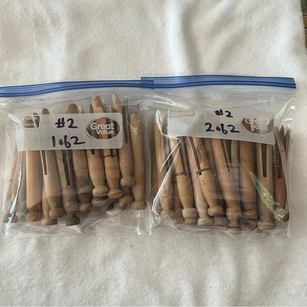 (50) Vintage Wooden Clothespins Set #2 - Picture 6 of 6